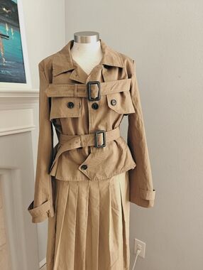 Tailored Tan Belted Trench Jacket - Women